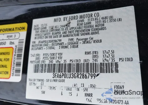 2016 Ford Fusion Hybrid Se z USA, uszkodzony, nr VIN 3FA6P0LU3GR286799